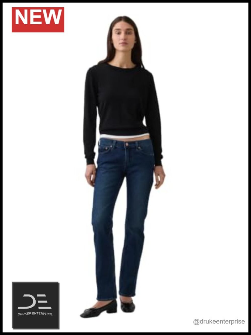 Women's Low Rise Straight Fit Jeans Cotton Blend Denim